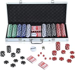 HOMCOM Maletín de Poker Profesional con 500 Fichas y 2 ...