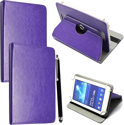 Mobile Stuff Purple 10 10.1 Inch Tablet Leather Rotating Stand Case + Stylus