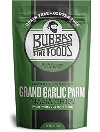 Bubba's Fine Foods Paleo, Vegan, Gluten-Free Nana Chips, Grand Garlic Parm 2.7 Ounce (Pack of 8)