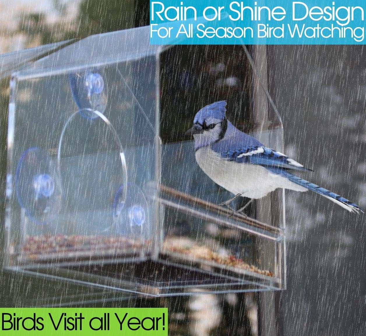 Nature Gear Window Bird Feeder Refillable Sliding Tray Weather
