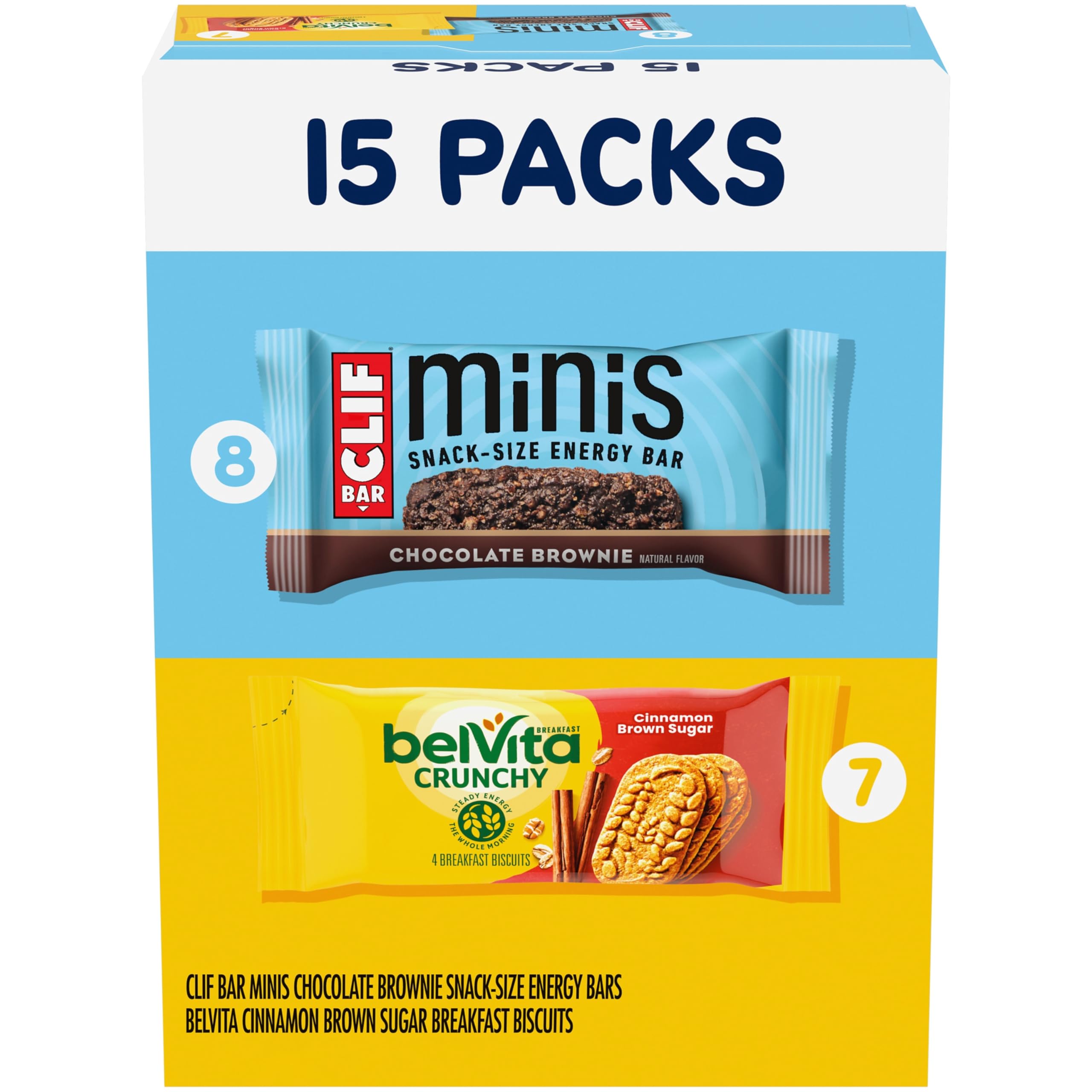 Photo 1 of CLIF BAR Minis Energy Bars & belVita Crunchy Breakfast Biscuits, Snack Variety Pack, 15 Snack Packs