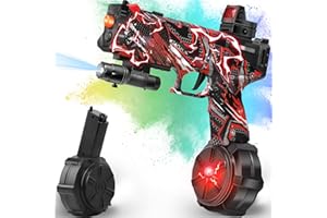 FUILTEE Gel Ball Blaster with Drum, Manual & Automatic Dual Mode, Linked Shooting Effect, Ages 14+, RedWave