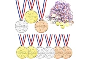 LZHZH 90 Pieces,Kids Plastic Winner Medals Gold Silver and Bronze Medals for Party Decorations, Contest Rewards and Scrabble