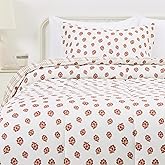 Amazon Basics Lightweight Microfiber Comforter Sets, 2-Pieces, Off White, Floral, Twin/Twin XL