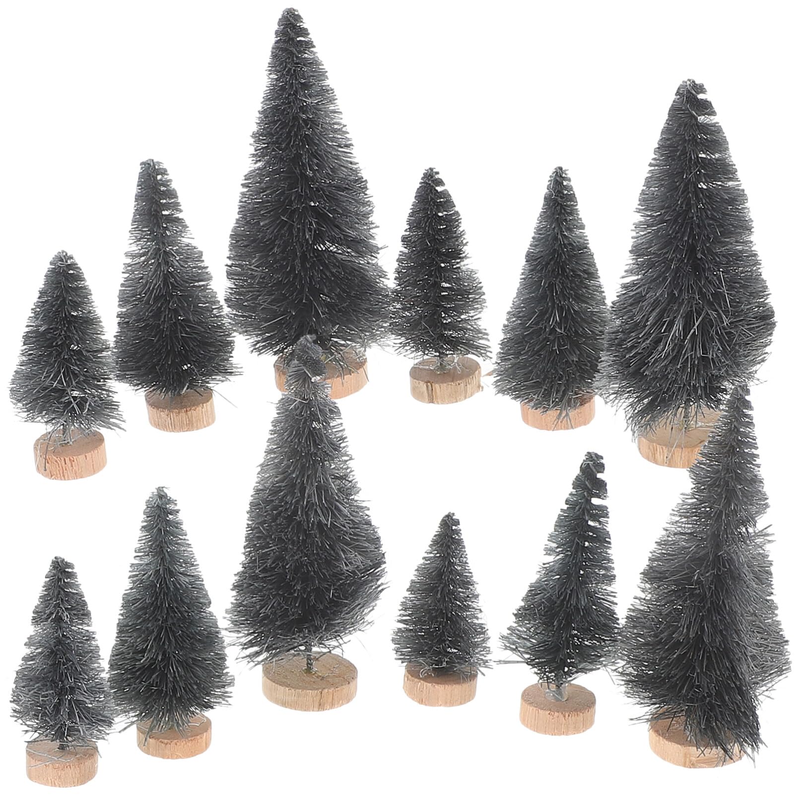 12Pcs Mini Black Halloween Trees, Artificial Pine Trees for Haunted House Decoration, 4.5Cm+6.5Cm+8.5Cm, Versatile Home Decor