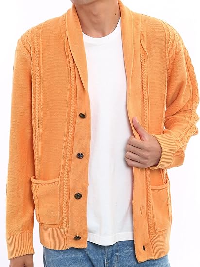 Amazon インプローブス カーディガン ニット ショール 長袖 ウォシュ加工 メンズ オレンジ S サイズ カーディガン 通販