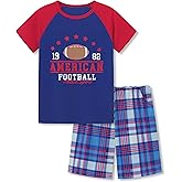 Beezizac Boys Pajamas CATCH SOME Z ' S Striped Summer 2-Piece Cool Short Sleeve & Shots PJs Kid Sleepwear Size 6-18