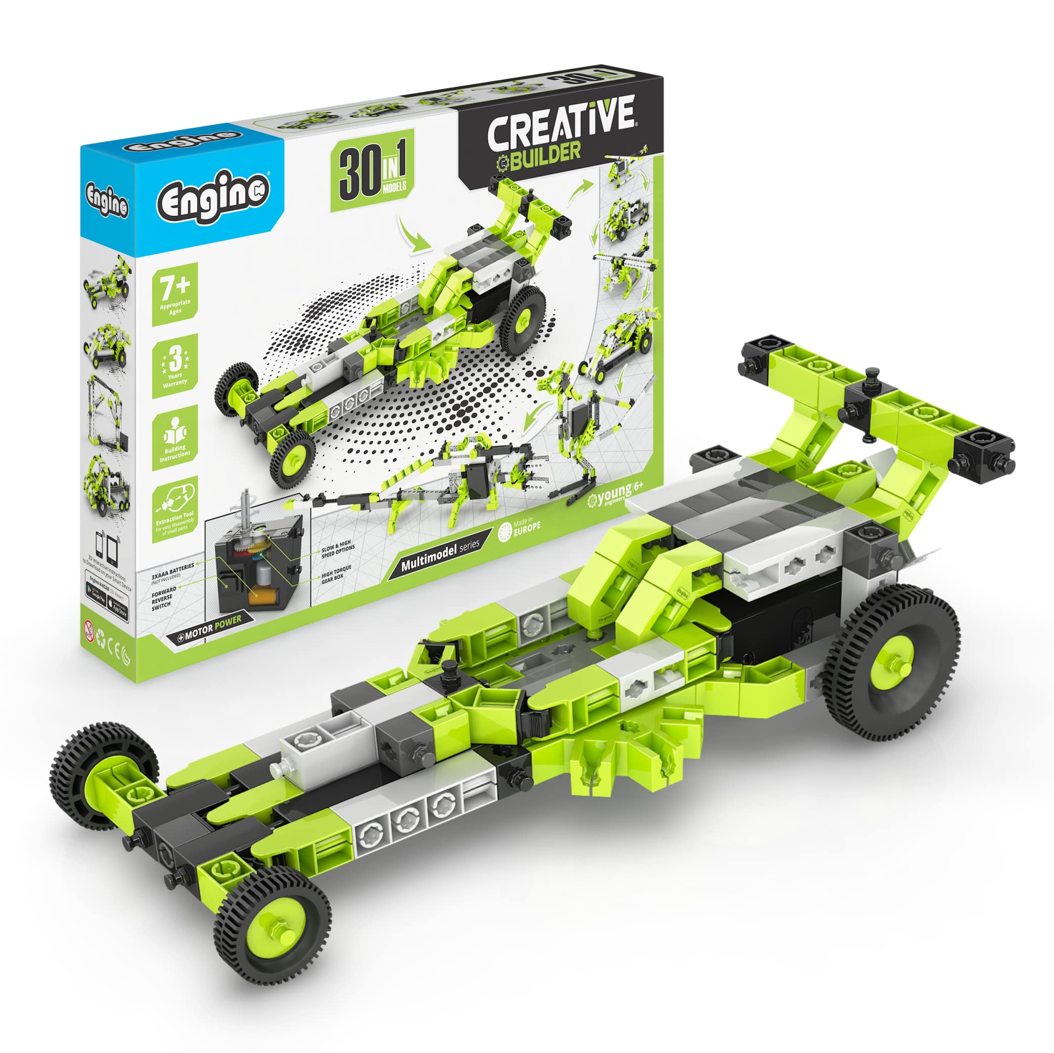 Engino - Inventor Building Toys, 30 Motorized Models, STEM Engineering Kit for Kids 7+, Construction Toys, Gifts for Boys & Girls, Edutainment, STEM Projects