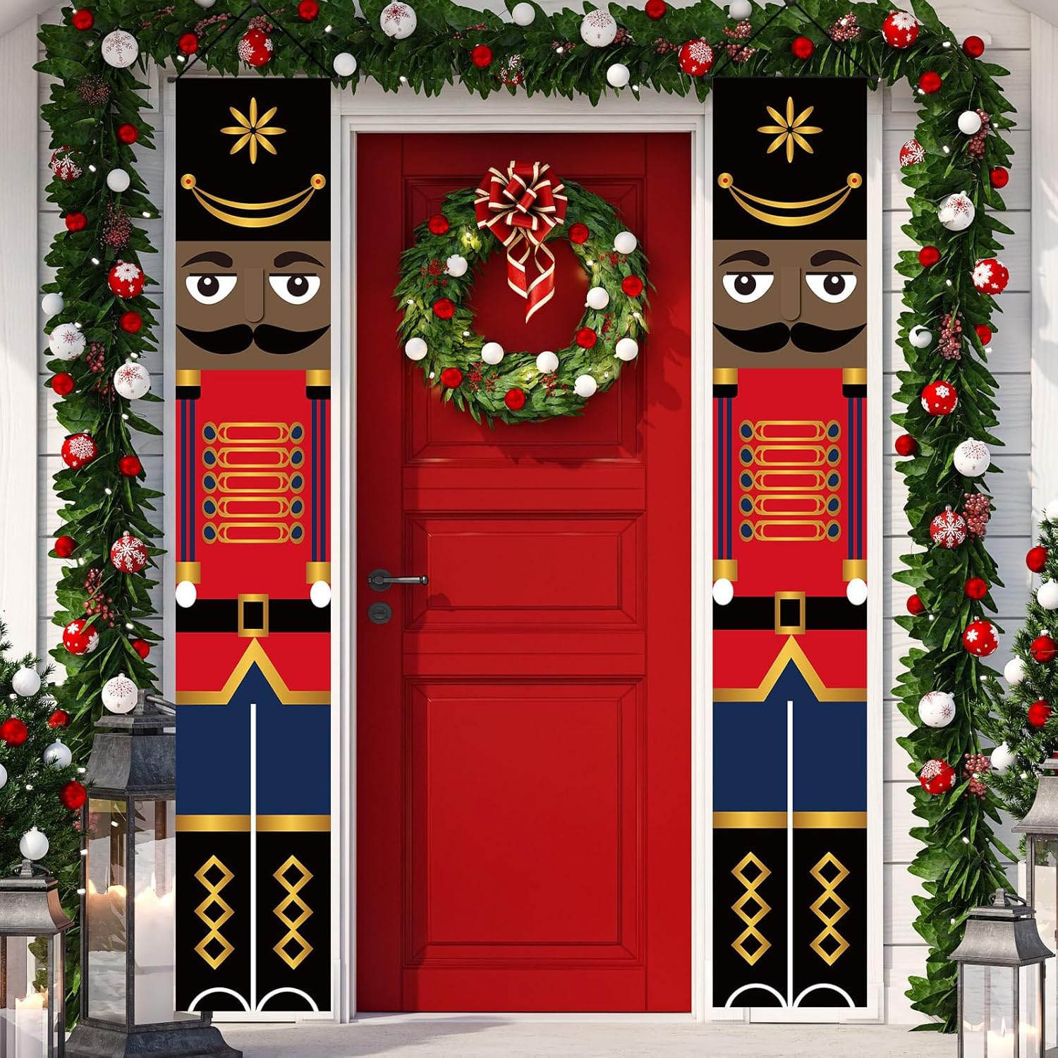 Nutcrackers - Black Nutcracker Christmas Decorations African American Nutcracker Porch Banner Outdoor Christmas Nutcracker Decorations and Supplies for Home Party