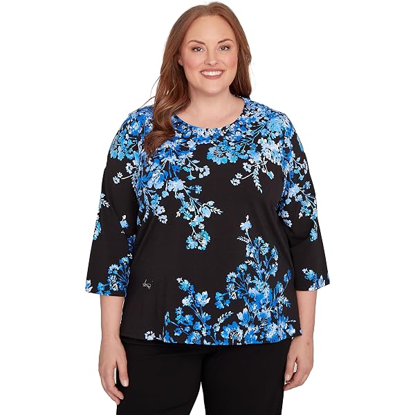 Chemisier Femme Alfred Dunner - Imprimé Fleurs Noir - Taille Grande 18W - Neuf Sans étiquettes