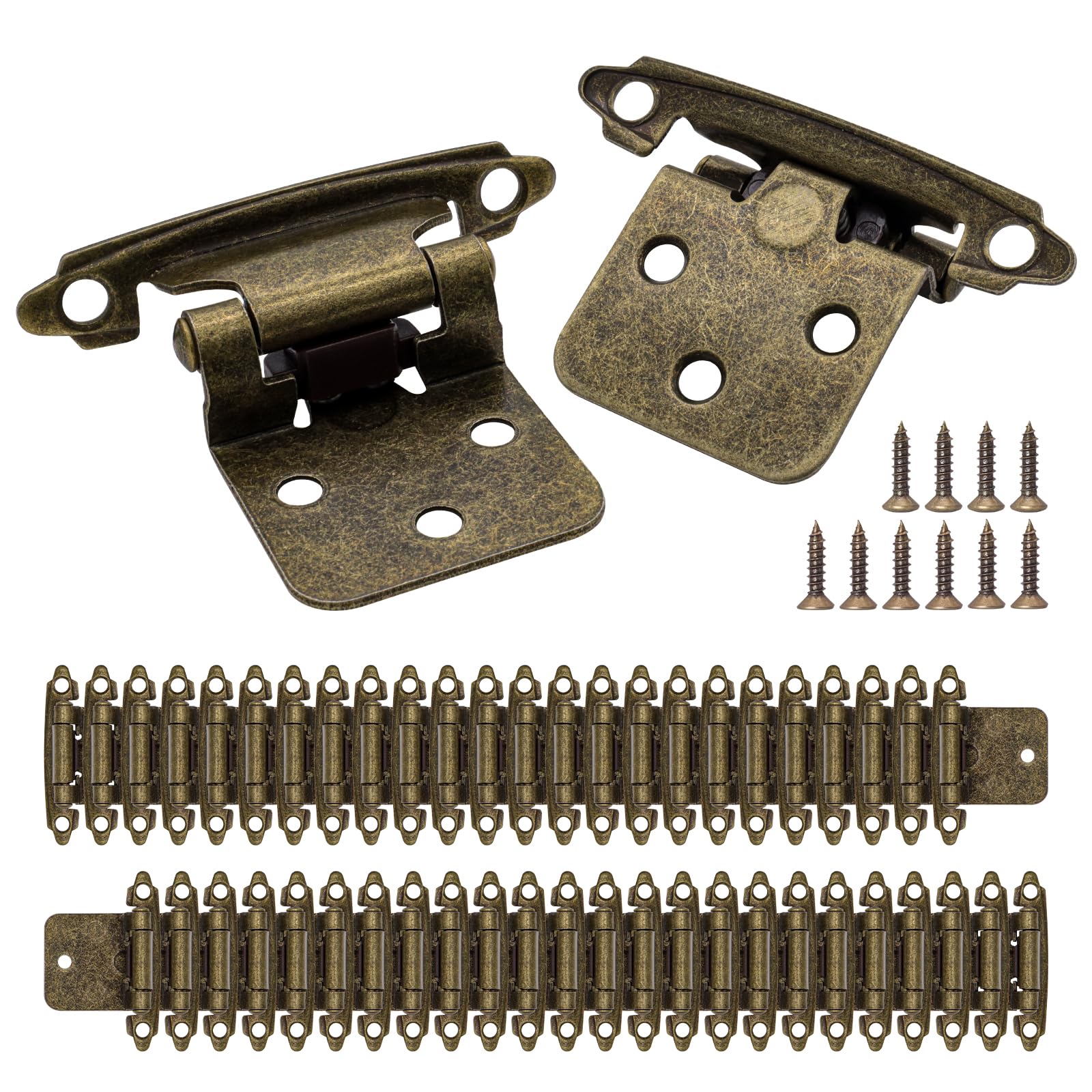 Photo 1 of 1/2" Overlay Kitchen Cabinet Hinges Antique Brass, 50 Pack(25 Pairs) 1/2 Inch Overlay(Variable) Cabinet Door Hinges for Face Frame Kitchen Cabinet