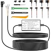 Range Tour Dash Cam Hardwire Kit Mini USB, 4m/13.12ft 12V-24V to 5V Car Dash Camera Charger Power Cord, 3 cores, 4 Types / 8 adapters, Hard Wiring Kit for Dash Cams (Mini USB)