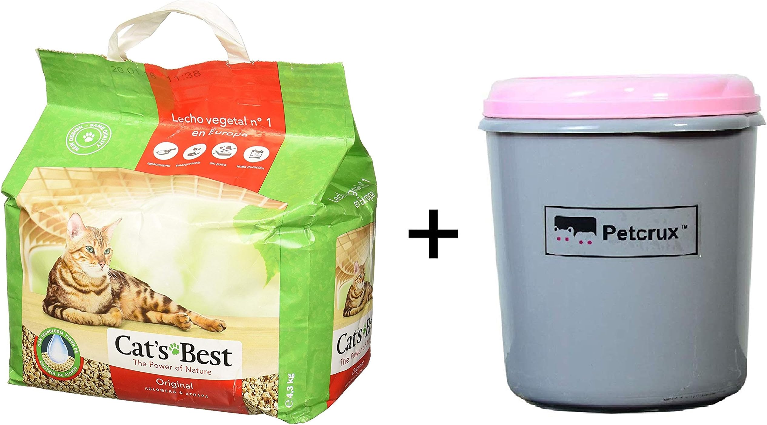 Cats Best Cat Litter 10 LTR (4.3 kg) with Petcrux™ Storage Container (Capacity 10 kg)
