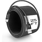 USB C Cable 25Ft [Premium Nylon Braided, Extra Long] USB A to USB C Charging Cord Fast Charging (No Data Transfer) for iPhone 15/16, Samsung Galaxy, Tablet, Camera &amp; USB-C Devices - Black