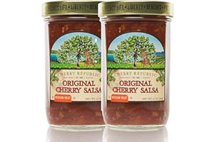 Cherry Republic Original Cherry Salsa - Medium Spice Chunky Sweet & Spicy Mid Heat Sauce (TWO x 16 Oz Jars)