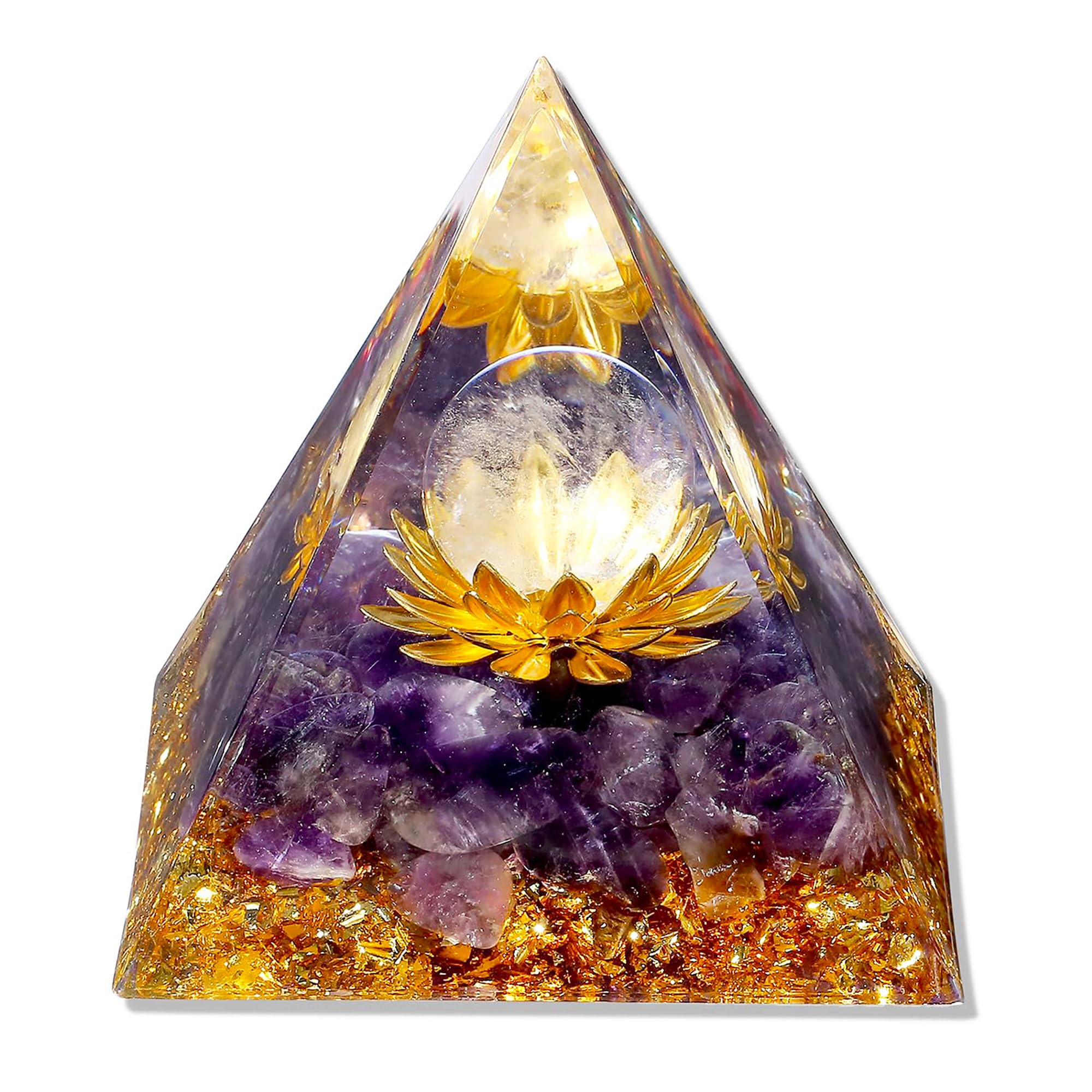XIANNVXI 2.4" Amethyst Crystal Gemstone Tower,Healing Crystal Gifts for Women Unusual Spiritual Gifts for Women,Amethyst Lotus Flower Orgonite Tower Witchy Witchcraft Supplies