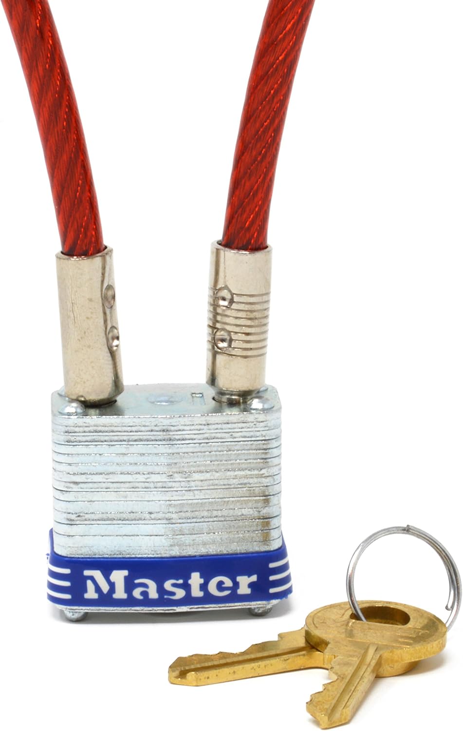 Master Lock 719D 3' Long x 3/16' Diameter Cable with Integrated Laminated Steel Padlock - Bike Chain Lock - 