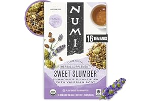 Numi Organic Sweet Slumber Tea with Chamomile, Valerian Root & Lavender, 16 Count Box of Tea Bags Herbal Teasan