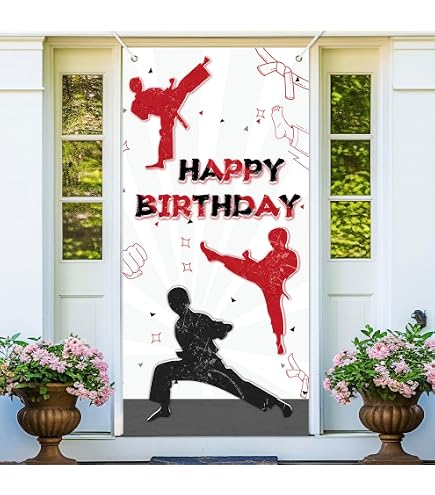 Karate-Geburtstagsbanner Mit Taekwondo-Girlande – Dekoration Für Kampfsport-Partys