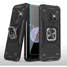 YmhxcY for Galaxy S9 Case with 3D Curved Screen Protector, Armor Grade Case with Rotating Holder Kickstand Non-Slip Hybrid Ru