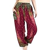 Lannaclothesdesign Harem Pants Women – Boho Elephant Pants High-Waisted Hippie Clothes with Pockets for Yoga