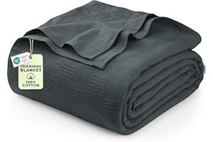 Utopia Bedding Smoke Gray 100% Cotton Blanket [Queen Size - 90x90 Inch] 350GSM Lightweight, Soft and Breathable Thermal Blanket for All Seasons