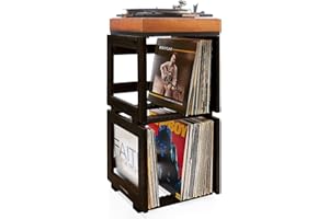 HomeBuddy Vinyl Record Storage - Vinyl Record Holder for Albums, Record Crates for Vinyl 75 LPs Crates Wood, Wooden Crate Vinyl Record Storage Box (Set of 2, Dark Brown)