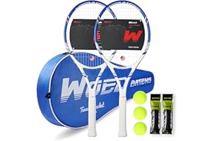 WOED BATENS Pro Tennis Racket for Adults, 2 Player 27 inch Speed Tennis Racquet Acceptable for Beginner and Professional with 3 Tennis Balls, 2 Vibration Dampes, 2 Overgrips, Tennis Bag