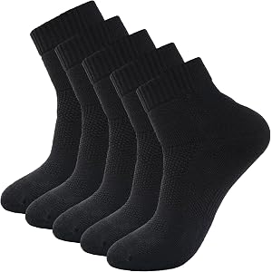 Men Cushioned Anti Odor Blister Proof Compression Quarter Crew Running Sock