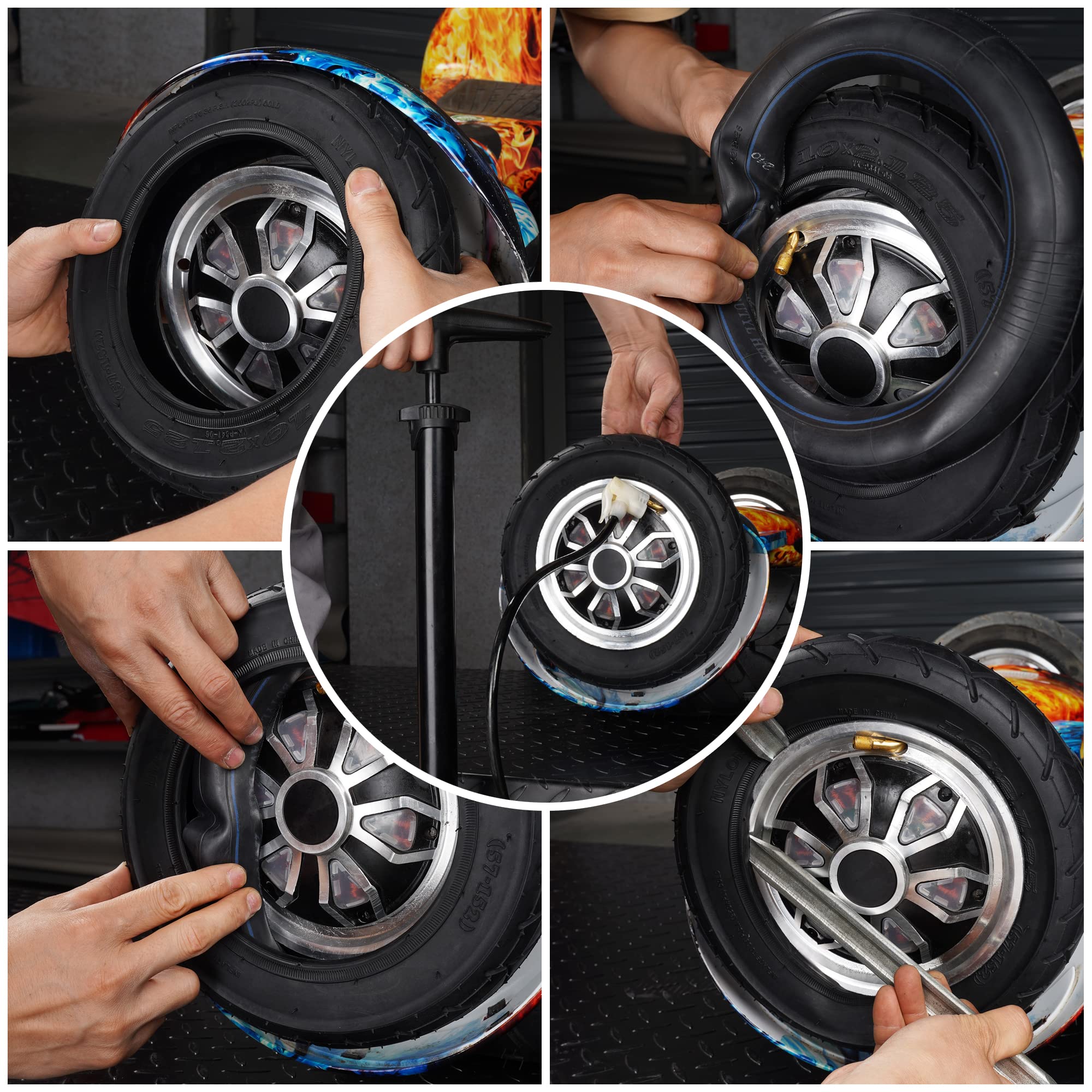 10x2.125 Tire and Inner Tube with 0° Valve Stem Compatible with Self Balancing Scooter, Smart Electric Bike, Bicycle, Tricycle, Stroller Replacement Wheels for 10-inch Tires with 6-inch Rims