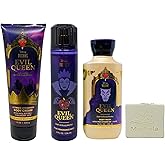 Bath & Body Works Disney Villains Collection Evil Queen Trio Set - Body Cream Fragrance Mist and Body Wash - with a Natural Oats Bar Soap - Full Size