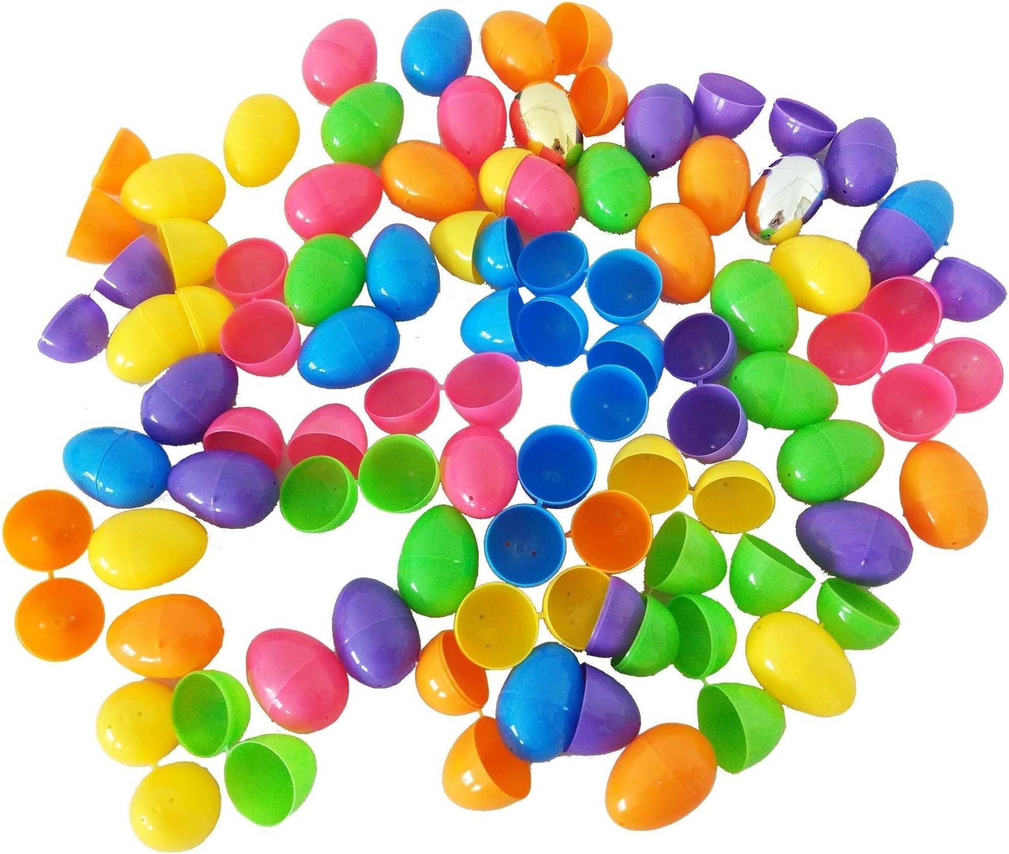 Plastic Easter Eggs - Assorted colors - Plus 1 Gold and 1 Silver Egg - 70 Count