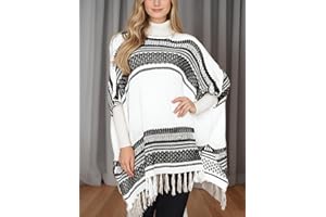Women's Bat Sleeves Round Neck one Size Pullover Sweater Cape with Tassel Decorated Hem