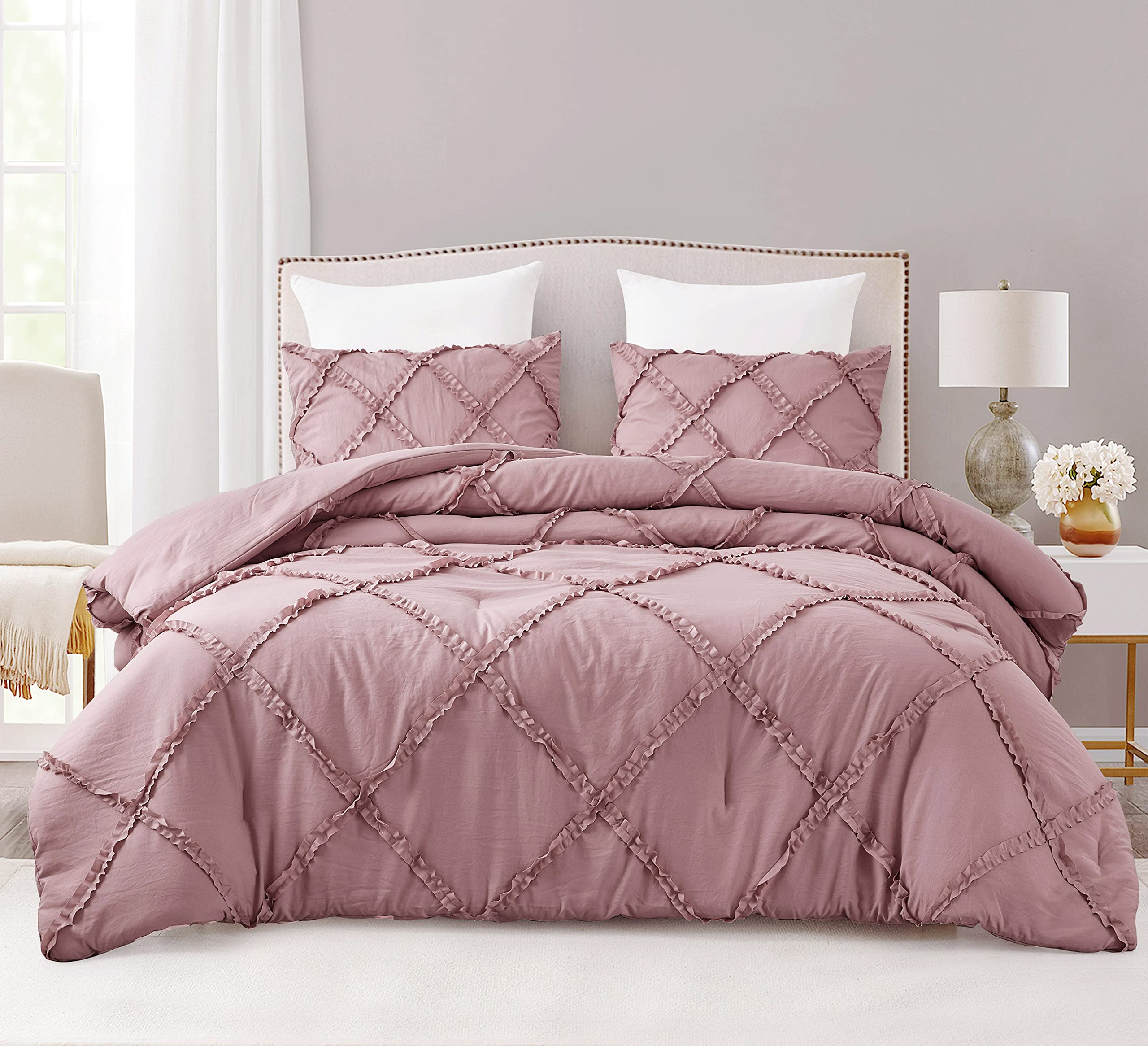 Chezmoi Collection Vivian 3-Piece Diamond Ruffle