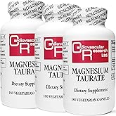 Cardiovascular Research Magnesium Taurate - 125 mg Elemental Magnesium - 180 Veggie Caps in Each Sealed Bottle - 3 Bottles - 540 Vegetarian Capsules