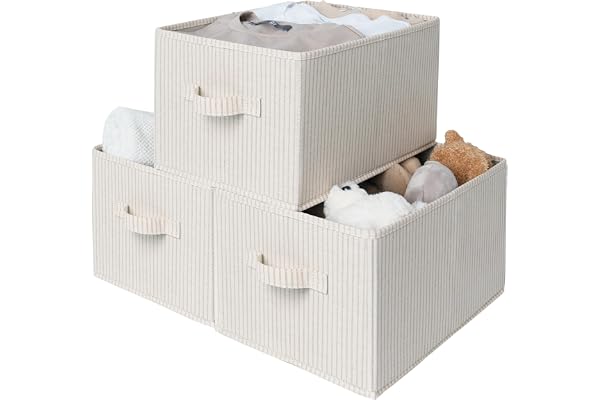 StorageWorks Storage Baskets for Shelves, Foldable Fabric Closet Storage Bins with Handles, Fabric Storage Bins Clothes Organ