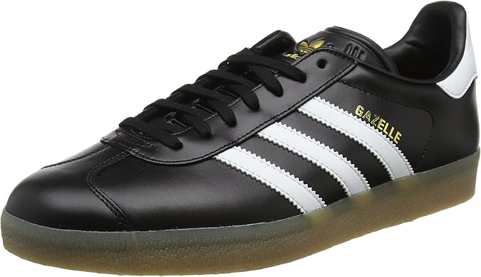 adidas gazelle black leather trainers