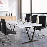 Yaheetech 6-Piece Faux Leather Dining Chairs High Back Black view 2