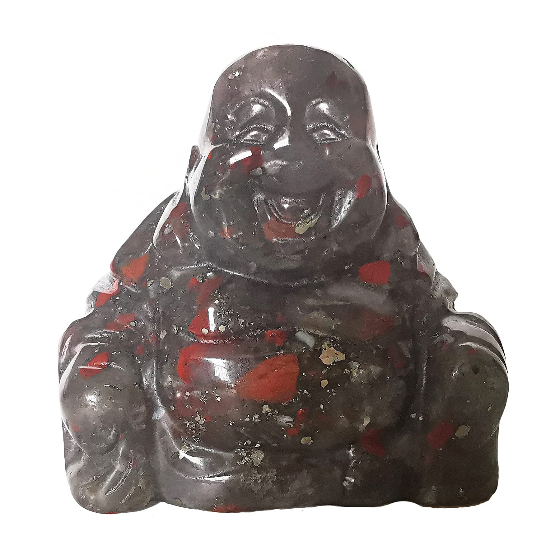 Lovionus89 Hand Carved Crystal Stone Maitreya Buddhism, 1.5 Inch Laughing Happy Buddha Figurine Home Decoration, Africa Bloodstone