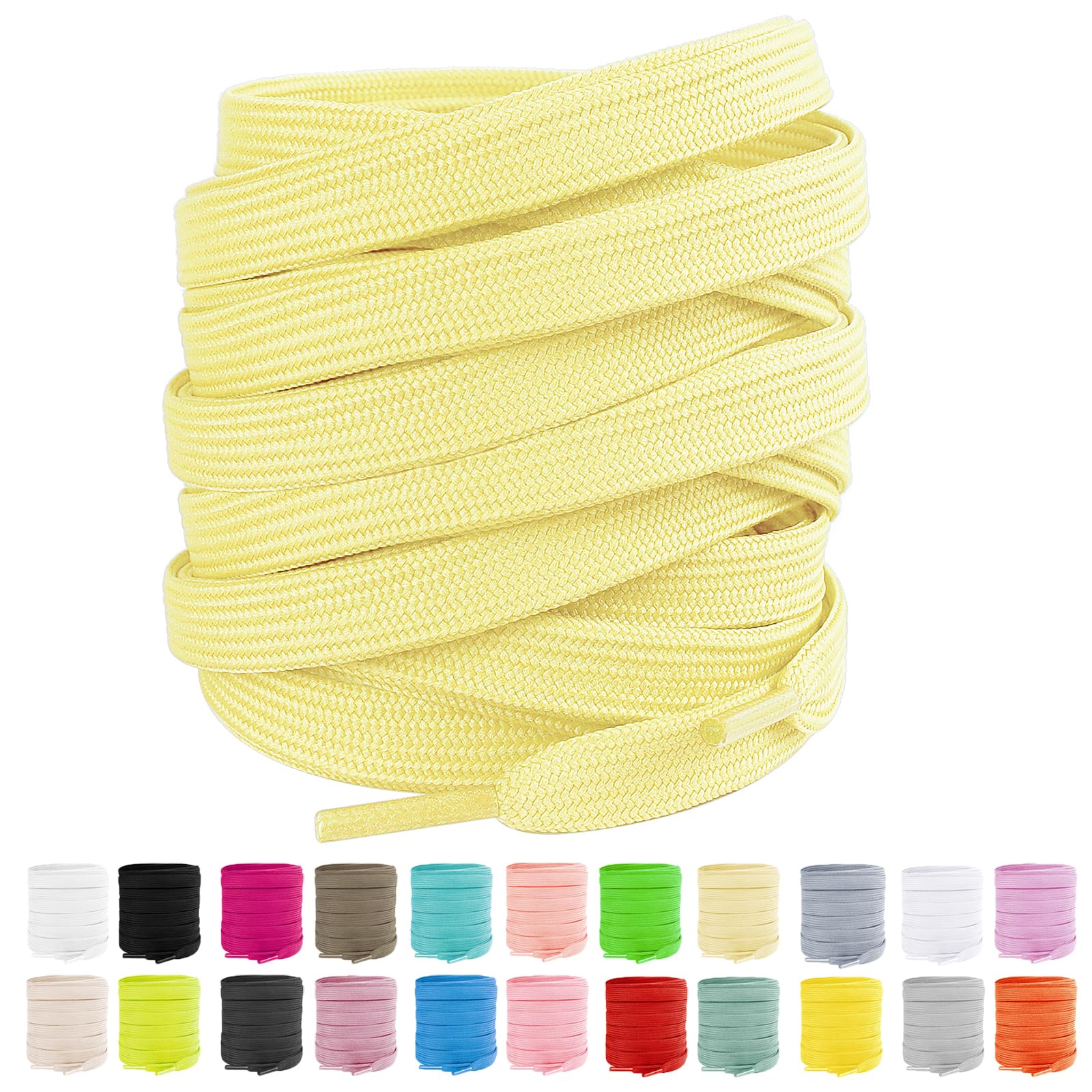 LUOFMISS 2 Pairs Flat Shoe Laces 5/16" Athletic