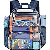 Clear Bag for Stadium Events, 12x6x12 Clear Backpack with Reinforced Strap, Stadium bag for Sports Concerts Work Travel, Navy
