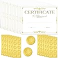 50 Packs Gold Foiled Certificate Paper Award 11 x 8.5 Inch Certificate of Completion Achievement Awards with 100 Pieces Embossed Gold Foil Seals Gold Seals Stickers for Printer Supplies