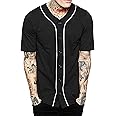Hat and Beyond Mens Baseball Button Down Jersey Hipster Hip Hop T Shirts