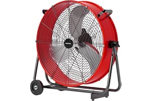 FANNIVERSE 24 Inch Drum Fan Pro Series - High Velocity Floor Drum Fan with Handle Caster for Commercial, Warehouse, Covered Patio, Shop, Garage, Barn, 3 Speed 8800 CFM UL Safety Listed