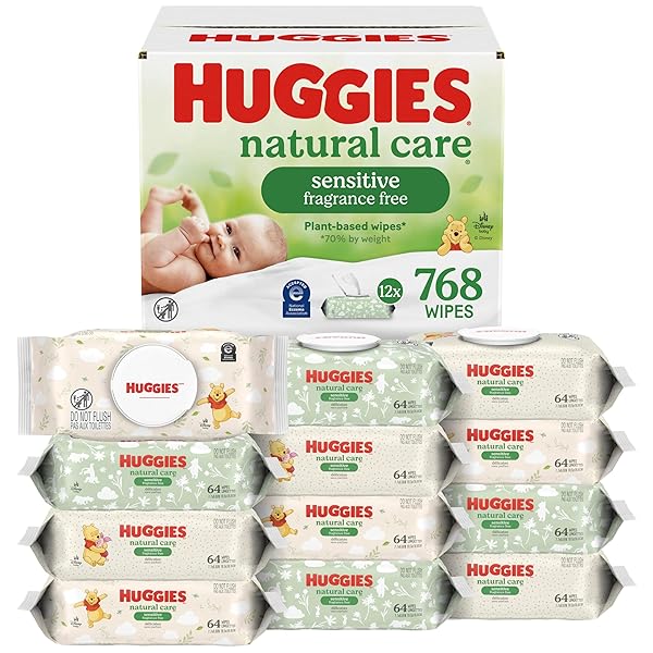 HUGGIES NATURAL CARE SENSITIVE BABY WIPES, UNSCENTED, HYPOALLERGENIC,...
