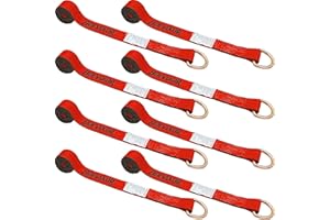 Bolvixor 8 Pack 2" x 96" Lasso Strap - 9900LBS Break Strength - D Ring Auto Tie Down for Wheel Lift, Trailer, Tow Truck (Red)
