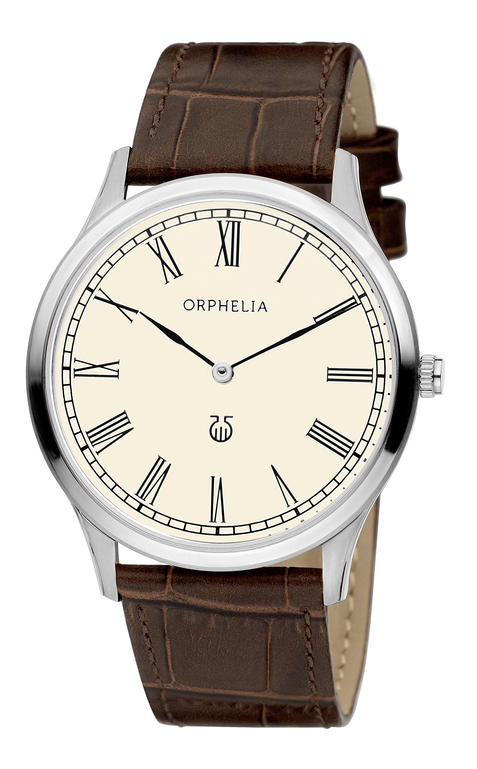 Orphelia Lavardin Men's Quartz Watch with Silver Dial Analogue Display and Brown Leather Strap 61601