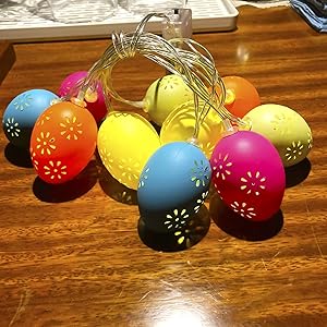 PheiLa 2 Pack 10LED Egg String Lights Easter Decorations Spring Colors Hollowed Easter Egg Light Battery Operated for Spring Decor Happy Easter Day Outdoor Indoor Home Bedroom Party Decoration