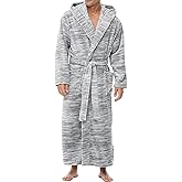 Alexander Del Rossa Mens Robe with Hood, Plush Fleece Hooded Mens Bathrobe, Big and Tall Bath Robe for Men