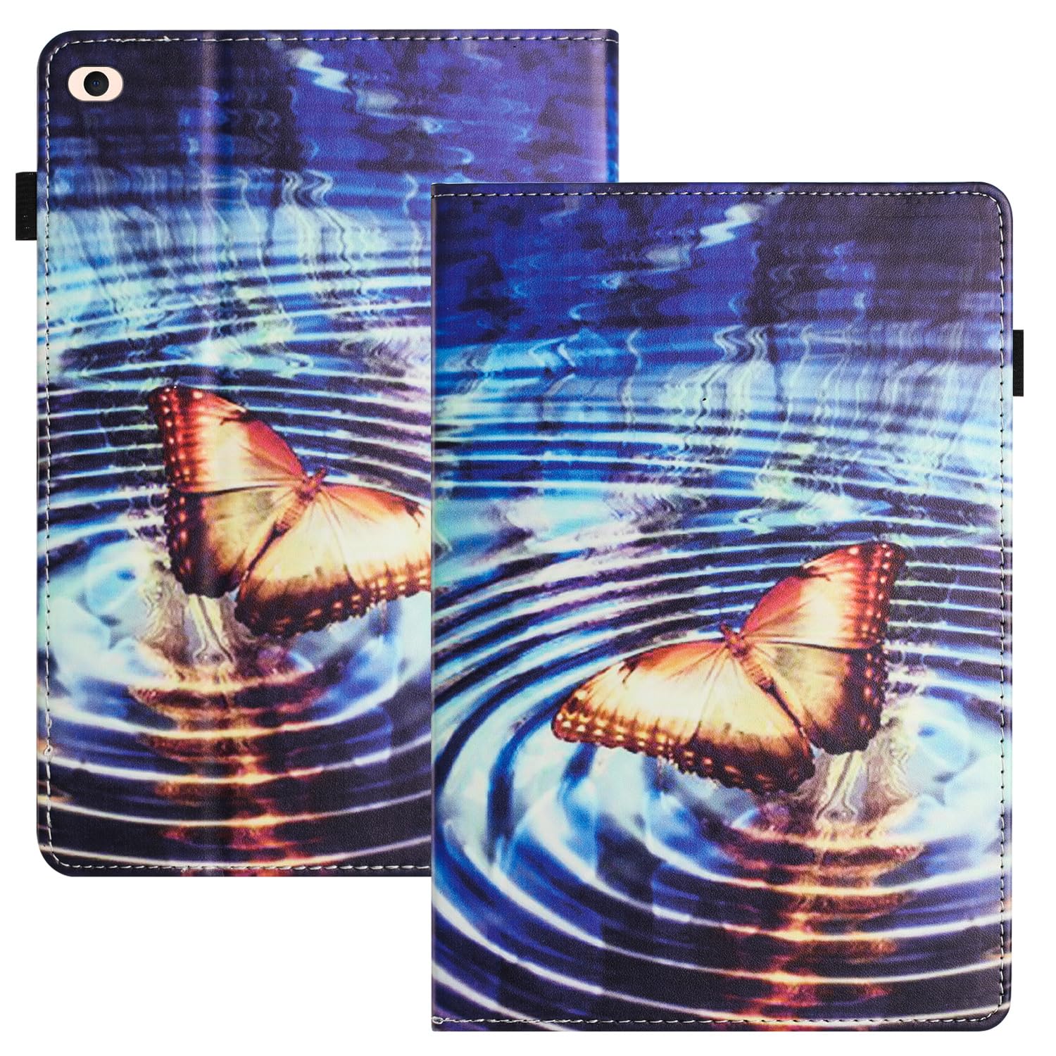 LSPCASA iPad Mini Case for 1/2/3/4/5 - PU+TPU Auto Wake/Sleep With Card Slots - Butterfly Pattern